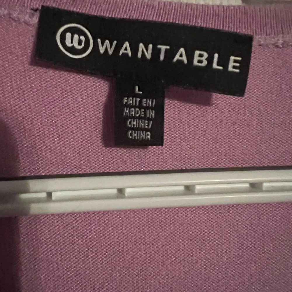 Cardigan style lavender wrap/sweater by Wantables.  Long sleeve. - Picture 2 of 6